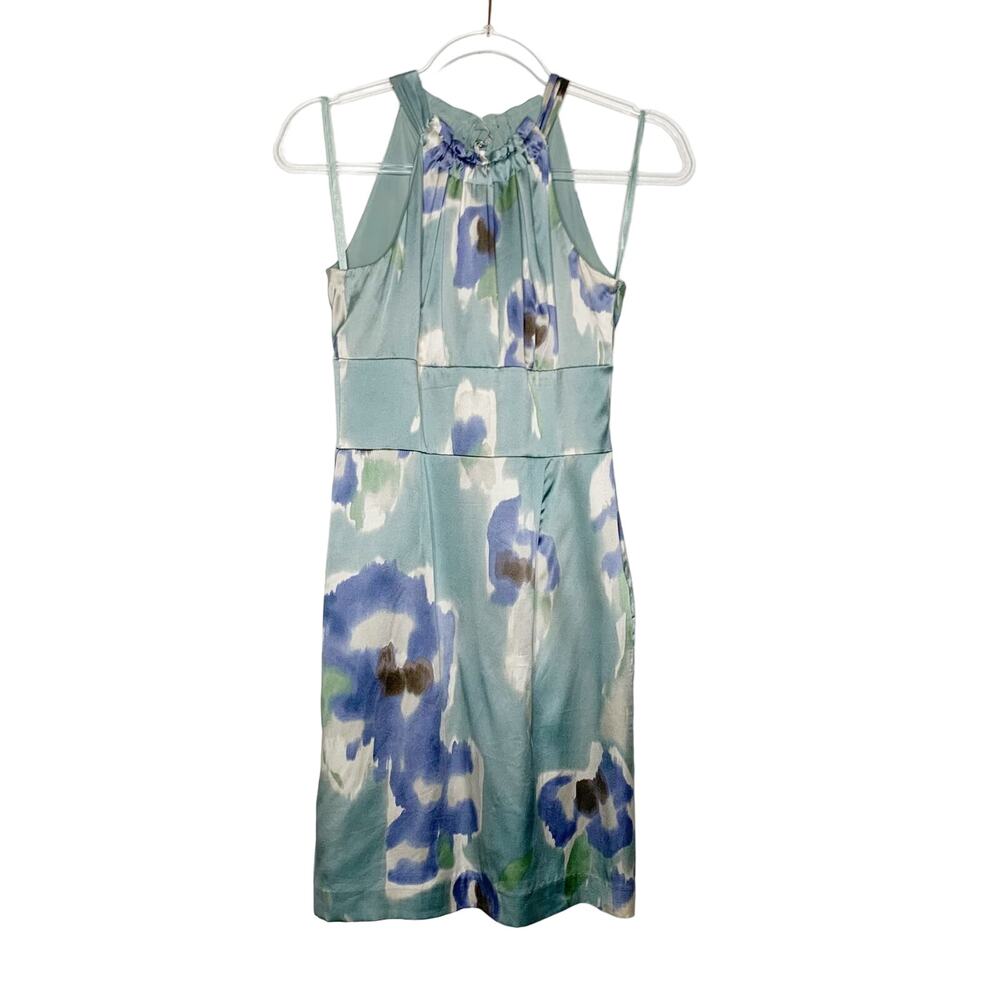 ANN TAYLOR Halter Floral Shift Dress Sleeveless Above Knee Green Multi Size 2P